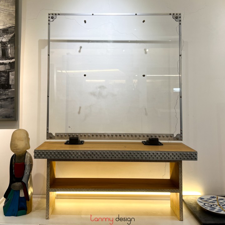 Mai Lam transparent acrylic sign with wooden and brass stand 72x76 cm